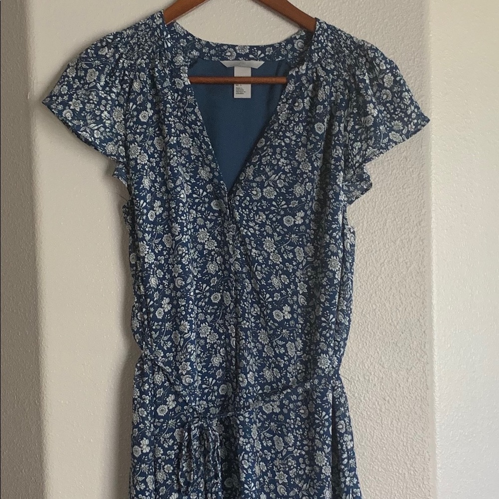 Blue with white flowers dress